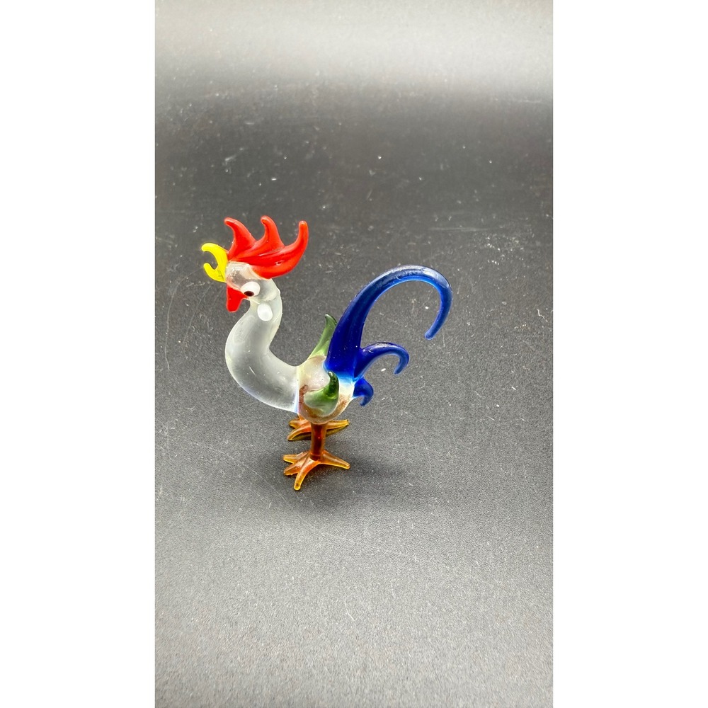 Hand Blown Art Glass Murano Style Rooster Figurine